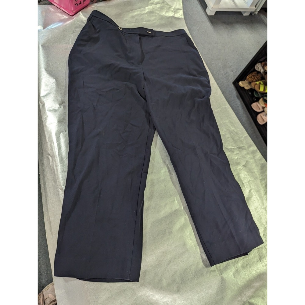 H INVESTMENT The Madison Ave fit womens 12 black pants slacks cropped NWT